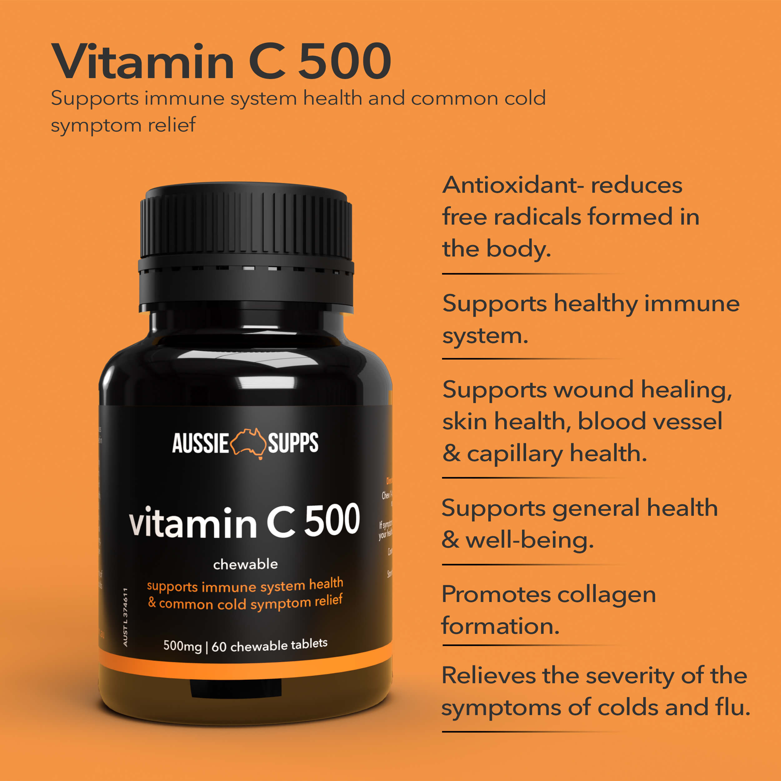 AussieSupps Vitamin C 500 Chewable